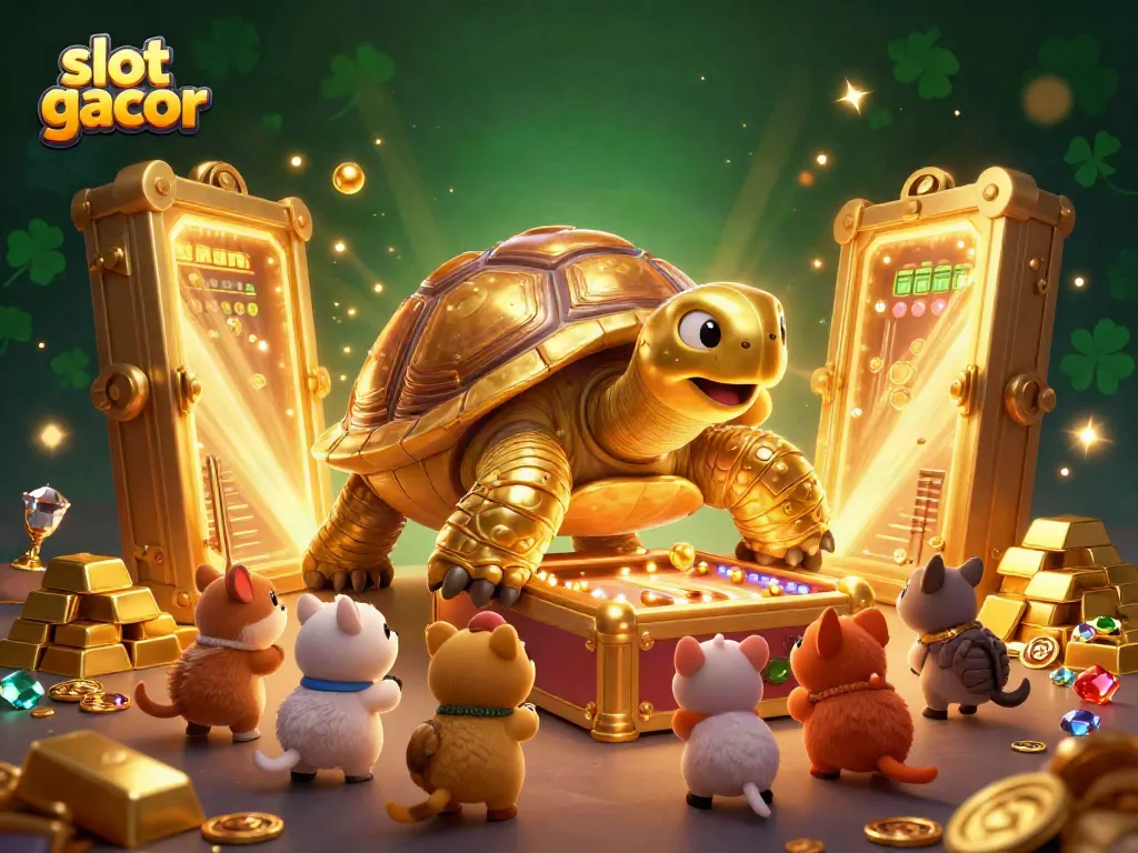Experience the excitement of slot gacor with vibrant cartoon illustrations of fortune and fun in casino games.