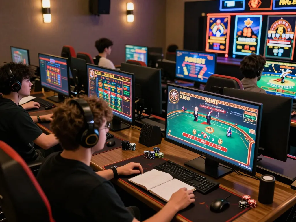 Engaged player enjoying an intense session of xx88 game with multiple screens showcasing dynamic casino action.