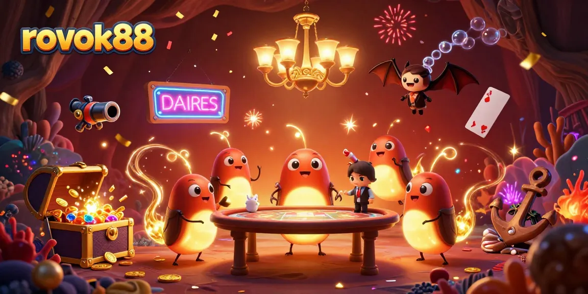 Experience the excitement of rokok88 with glowing creatures lighting a vibrant casino scene.