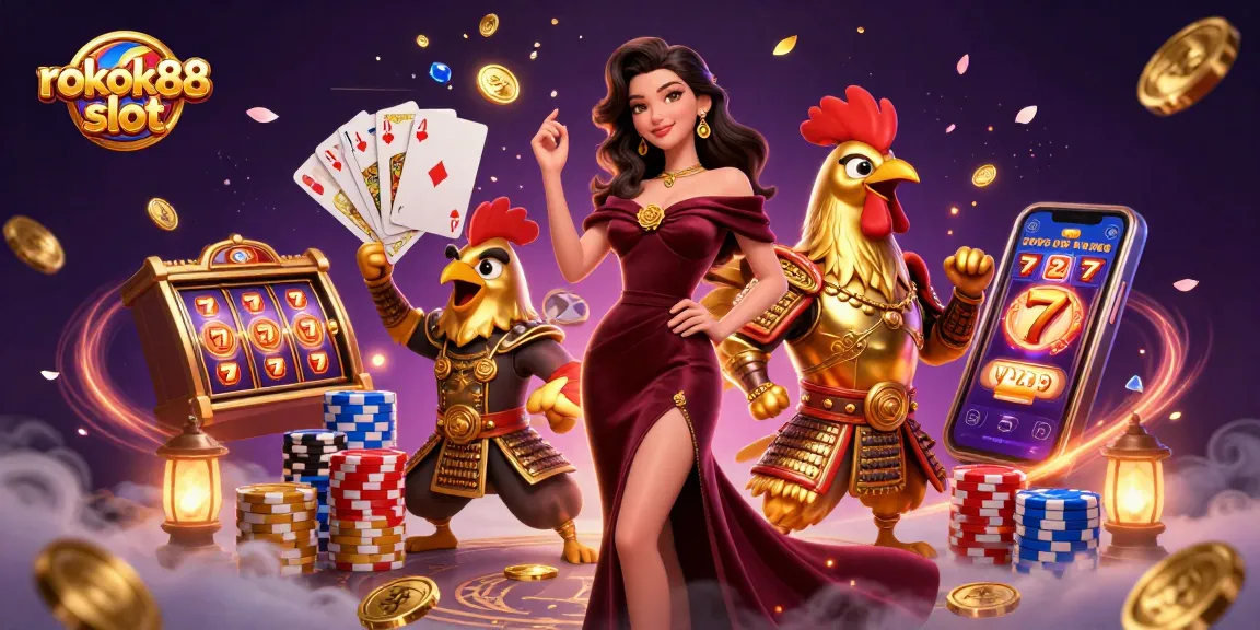 Engage with rokok88 slot and unleash thrilling wins with captivating 3D casino illustration.