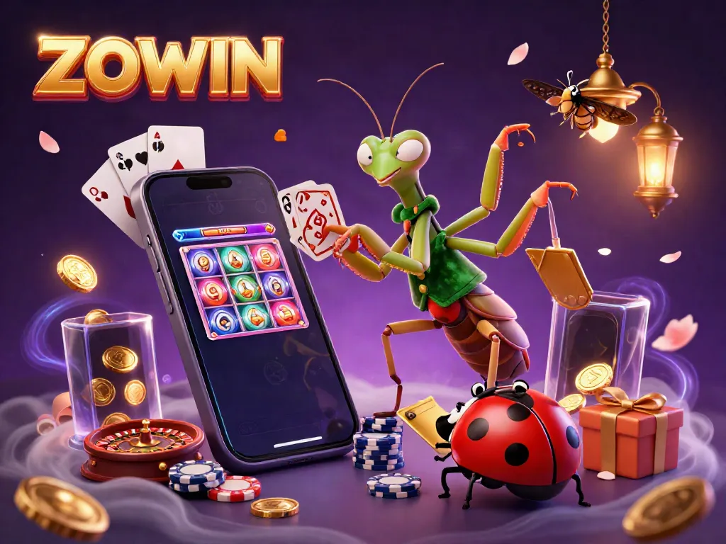 ZOWIN card sharp and pit boss create a vibrant casino scene with interactive gaming elements.