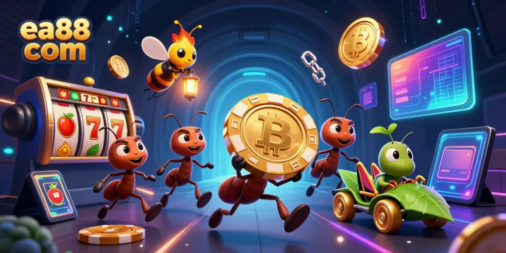 Experience winning moments at ea88 com with a dynamic heist involving poker chips and neon coin displays.