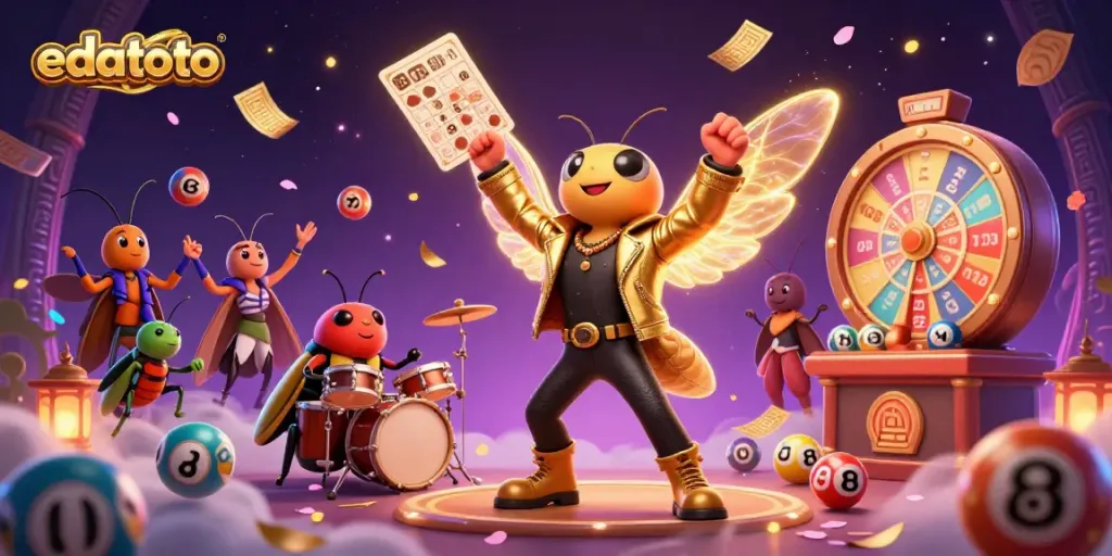 Experience the thrill of winning with edatoto in this vibrant 3D casino celebration illustration.