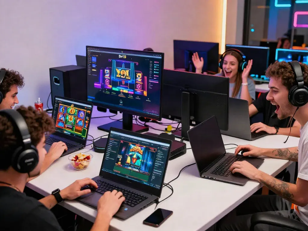 Players engaged in bro138 login for online slot gaming in a vibrant digital environment.