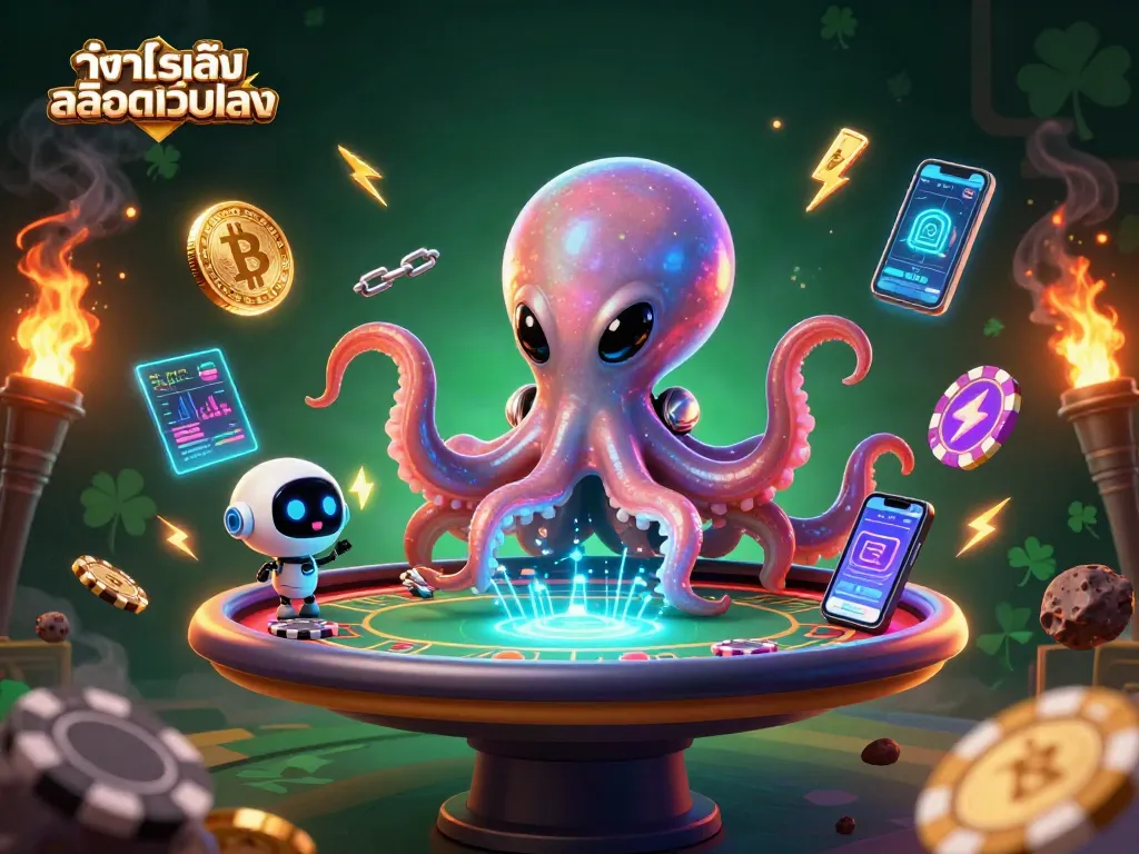 ทดลองเล่นสล็อตเว็บตรง ในบรรยากาศของคาสิโนพร้อมสัญลักษณ์เกมคาสิโนที่เต็มไปด้วยพลัง