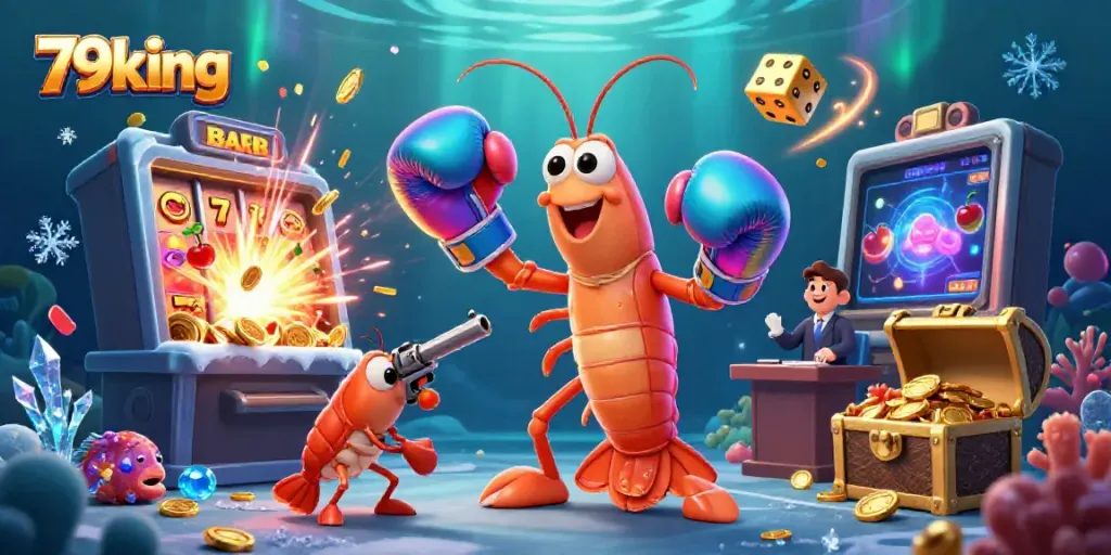 Engage in exciting gameplay at 79king with vibrant 3D casino elements and characters in a colorful scene.