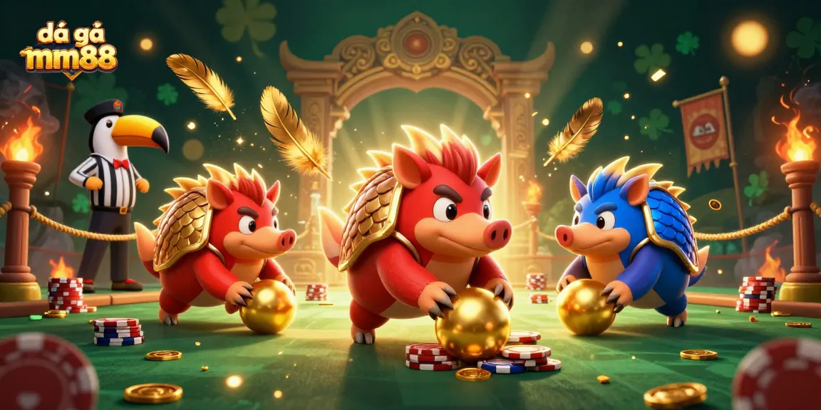 Engage with đá gà mm88 as rival pangolins in a vibrant 3D casino battle environment.