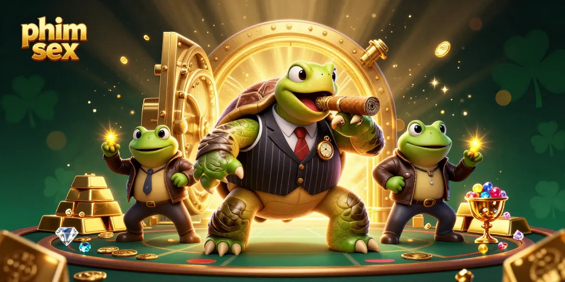 Experience the thrill of phim sex as a snapping turtle in a mobster suit leads the casino scene among gold treasures.