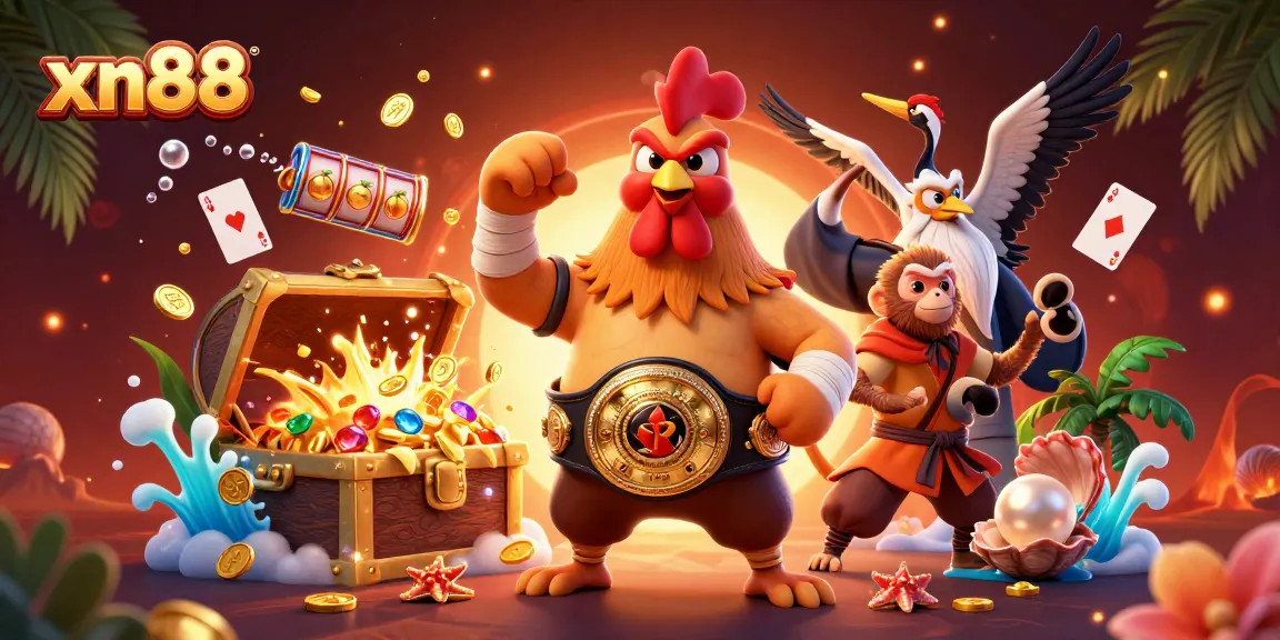 Experience the excitement of xn88 with a vibrant 3D casino scene featuring dynamic characters and game elements.