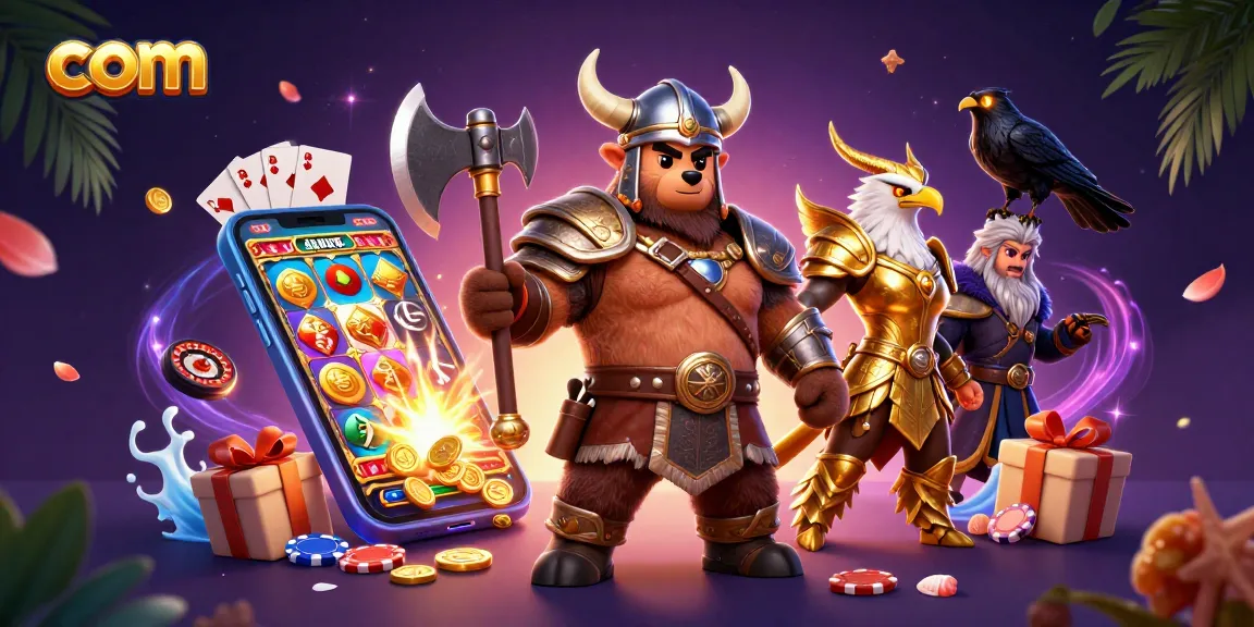Experience thrilling gameplay with com showcasing Viking adventures among colorful casino elements.