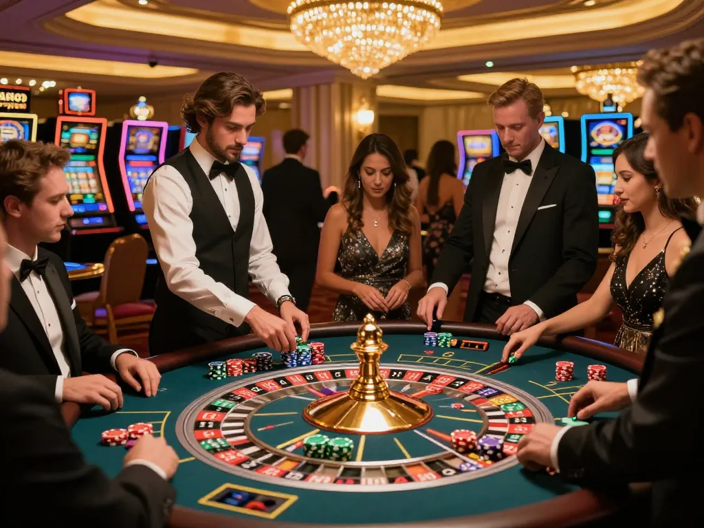 Experience the excitement of betting at xx88's elegant roulette table in a luxury casino.