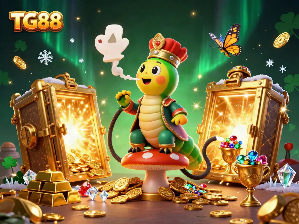 Engage in thrilling gameplay at TG88 while exploring a vibrant casino scene filled with riches and excitement.
