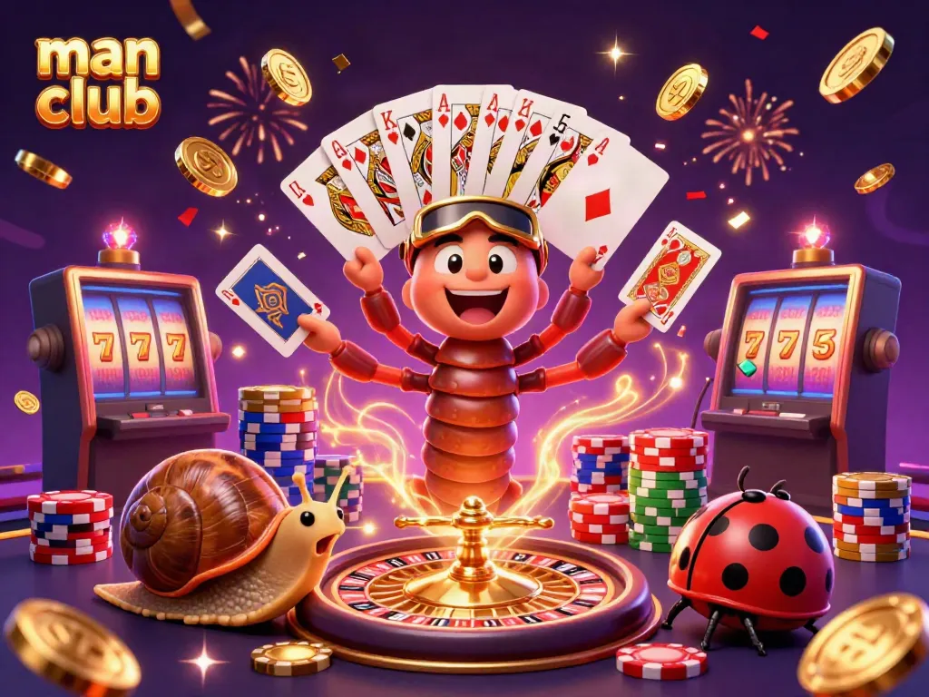 Experience excitement at the man club with a vibrant casino scene featuring a dealer and high-roller.