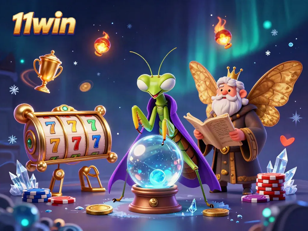 Experience the excitement of gambling with 11win in a vibrant, dynamic 3D illustration scene.