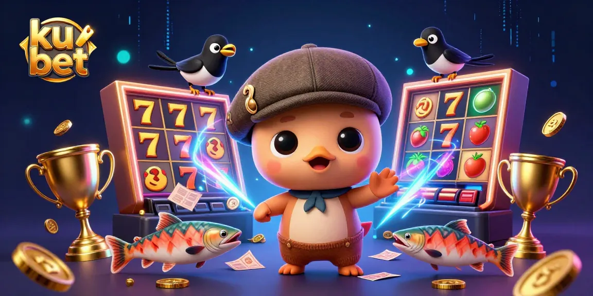 Experience the thrill of ku bet with a vibrant 3D cartoon scene featuring engaging casino elements.
