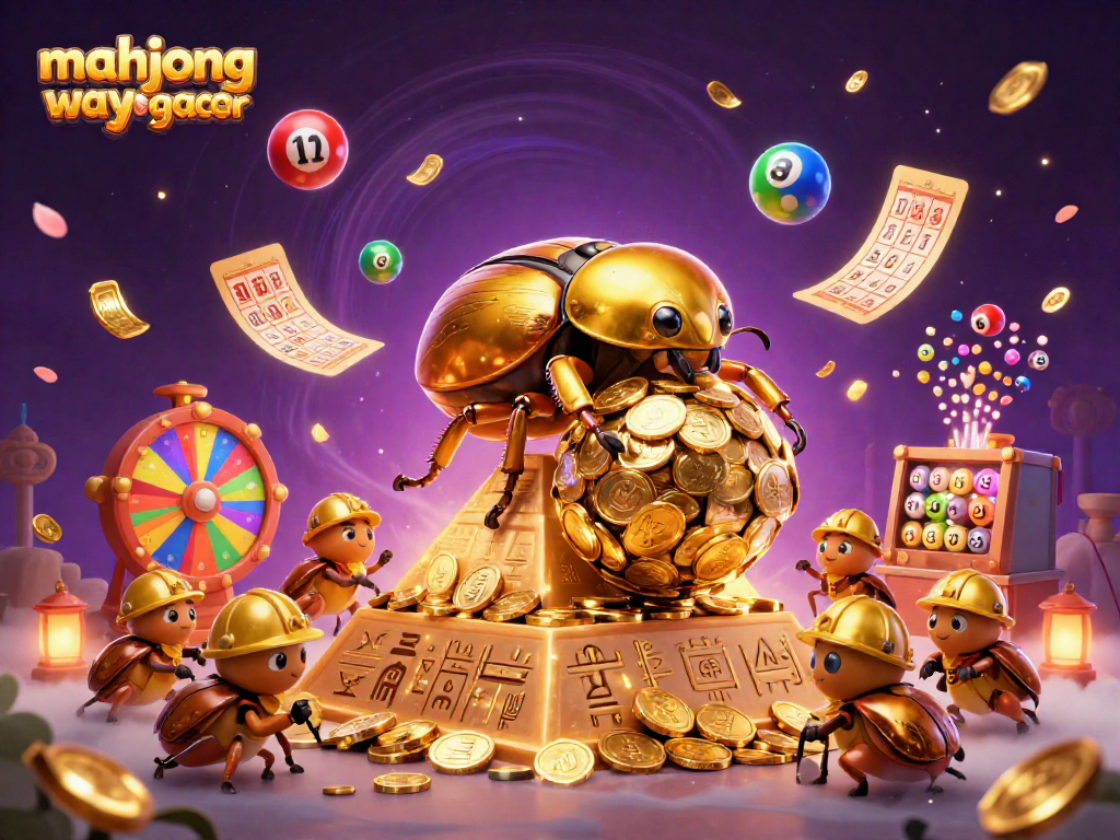 Experience mahjong ways gacor in a vibrant casino scene with golden coins and lively game elements.